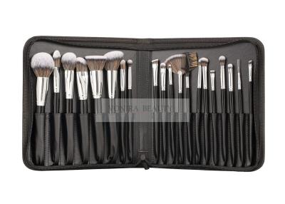 China 20 Pieces Professional Makeup Brush Set With Black PU Leather Zipper Storage Case for sale