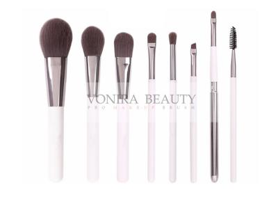 China Antibacterial Treated Synthetic Makeup Brushes White Handle Handmade for sale