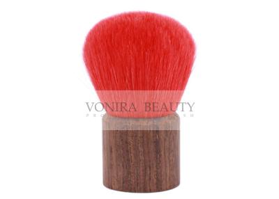 China Red Goat Hair Walnut Handle Kabuki Powder Brush With Zipper Case Packing for sale