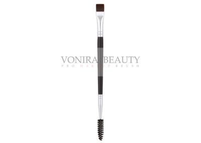 China Professional Dual Ended Flat Angled Eyeliner Brush With Mascara Spoolie for sale