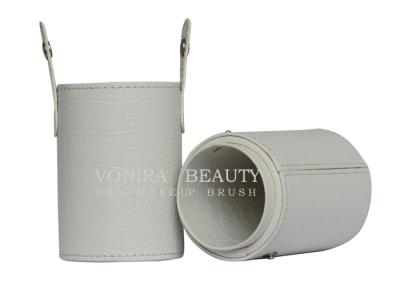 China Round Makeup Brush Jar Cup Makeup Organizer Bag PU Leather Cylinder Storage for sale