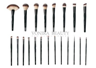 China Affodable Discount Synthetic Makeup Brushes With Matte Black Handle Glossy Ferrules for sale