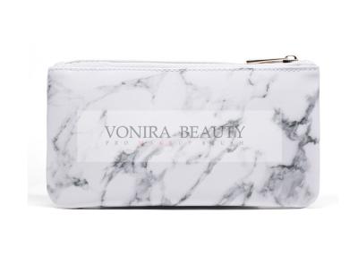 China High end Quality PU Leather Makeup Brush Bag Case with Marble Look for sale