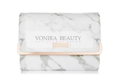 China Customized Portable Marble PU Leather Makeup Brush Bag Cosmetics Case for sale