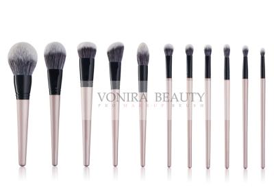 China Vegan Taklon Hair 11 Pieces Synthetic Makeup Brushes With Golden Wood Handle for sale