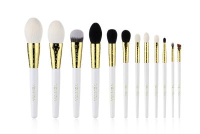 China 12 Pieces Luxurious Gold Natural Hair Makeup Brushes With Private Label for sale