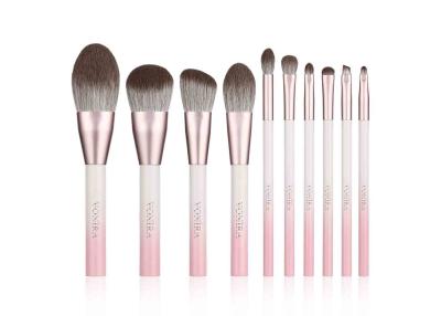 China Vonira 10 PCS Pink White Gradient Color Makeup Brushes Set with Corn Fiber Private Label Logo for sale