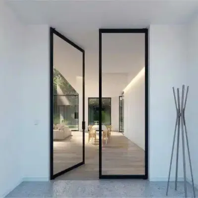 China Customized Exterior Aluminum Doors Frameless Aluminium Glass Pivot Front Doors for sale