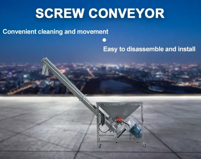 Vertical Food Grade Shaft Less Smaller Short Helical Low Profile Screw Conveyor with Gearbox