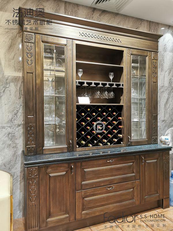 Customized Storage Solutions Stainless Steel Cabinetry With Dark Wood Finish - interior organization
