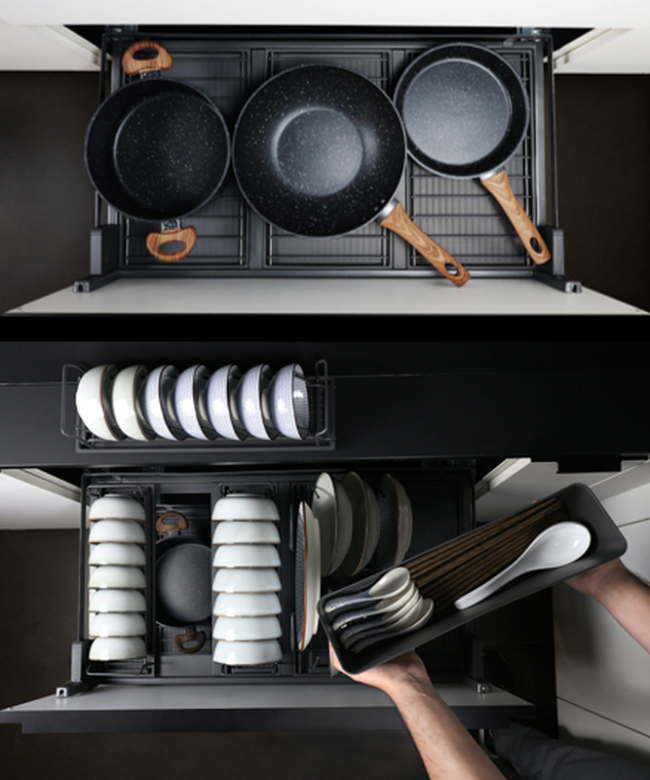 Elegant , Warm, Contemporary , And Customizable Stainless Steel Kitchen Masterpiece - This modern kitchen set from the collection embodies a clean and with room context