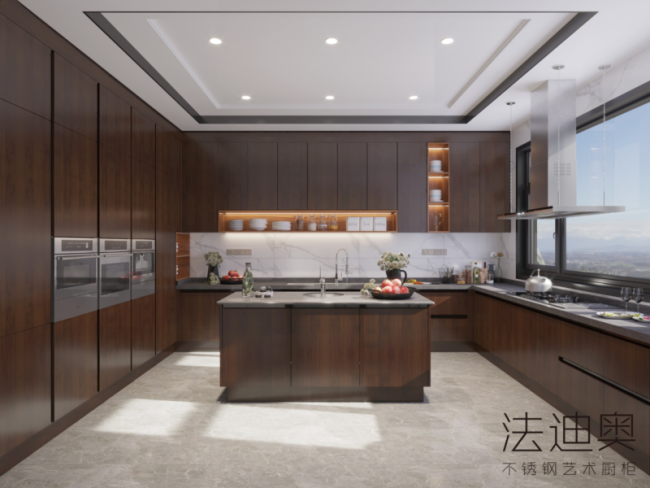 Contemporary Kitchen Units With Eco Yew Wood Grain And Unique Variegated Design - Wood Grain with kitchen cabinet overview