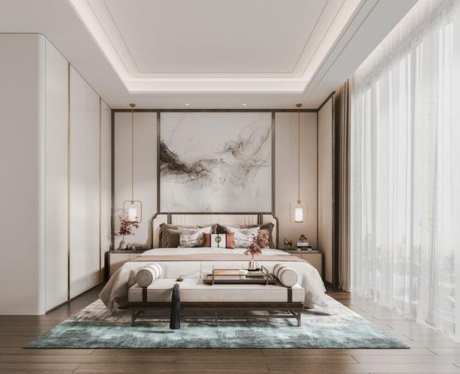 Luxurious Cream White Wardrobe With Gold-Accented Elegance High Durability - Chinese-style, blending simplicity with a majestic, luxurious feel with room context