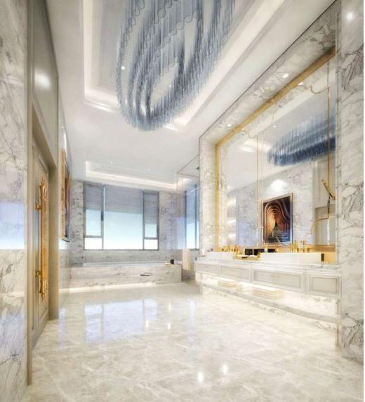 Modern Luxurious Stainless Steel Vanity Cabinet Marble Top Bathroom Cabinet - White with bathroom vanity overview