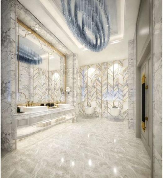 Modern Luxurious Stainless Steel Vanity Cabinet Marble Top Bathroom Cabinet - interior organization