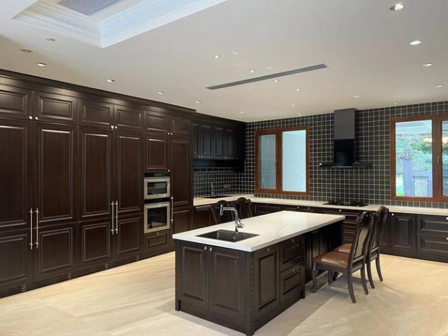 Stainless Steel European Style U-Shaped Kitchen With Multi-Functional Island And Premium Golden Hardware - Wood Grain with kitchen cabinet overview