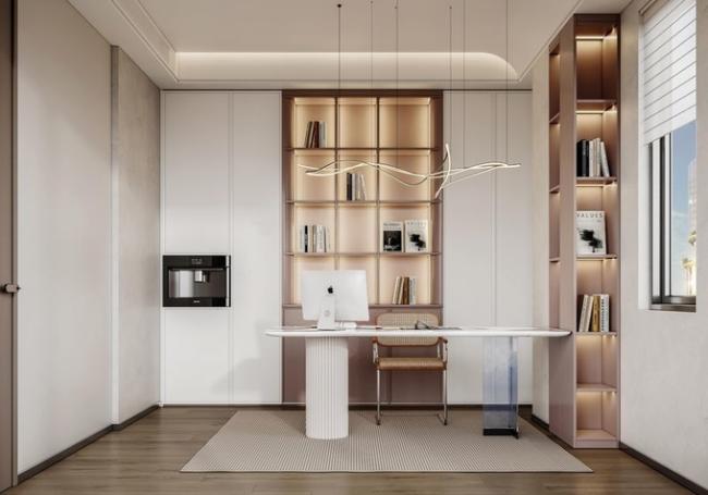 Fadior French Style Stainless Steel Wardrobe With Integrated Desk And Coffee Machine - White with wardrobe overview
