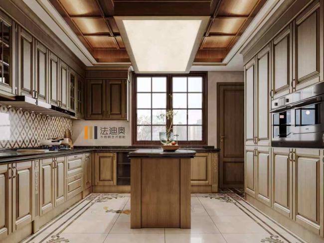 Classic Luxury Style Dark Brown Wood Grain Tone Stainless Steel Kitchen Cabinets With Ornate Detail Customized Storage Solutions - interior organization