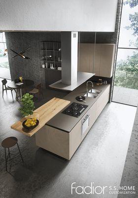 Slate Grey & Natural Oak Industrial Smart Stainless Steel Kitchen - kitchen cabinet overview