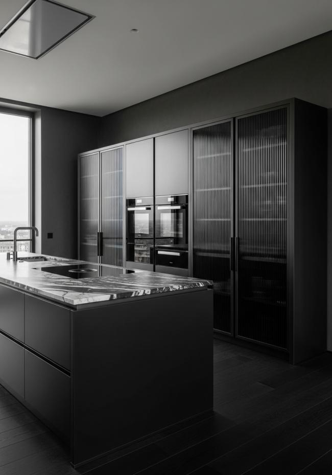 modern kitchen cabinet showing full module layout and storage planning