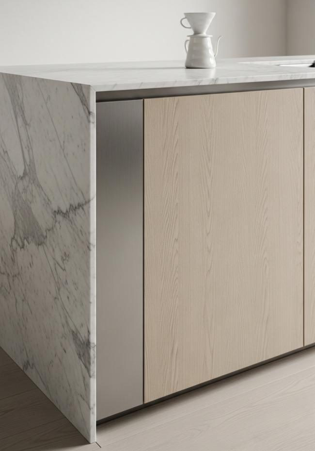 detail view of 304 stainless steel joinery, finish transitions, and edge quality