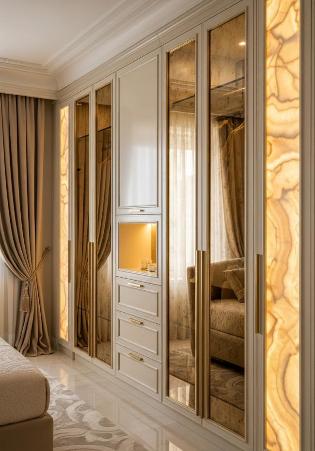 bedroom wardrobe showing full module layout and storage planning