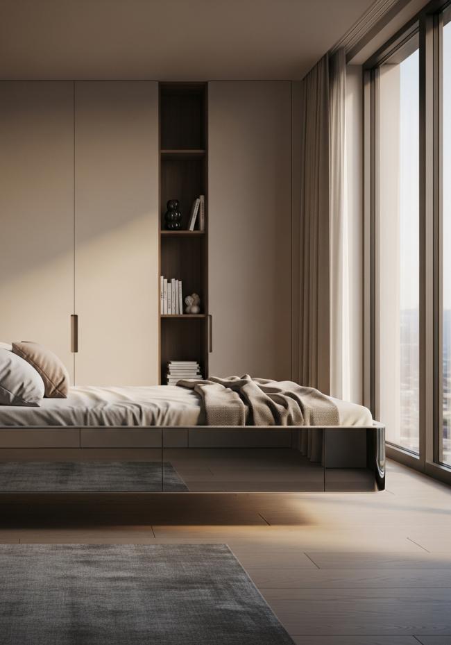 custom tatami bed showing full module layout and storage planning