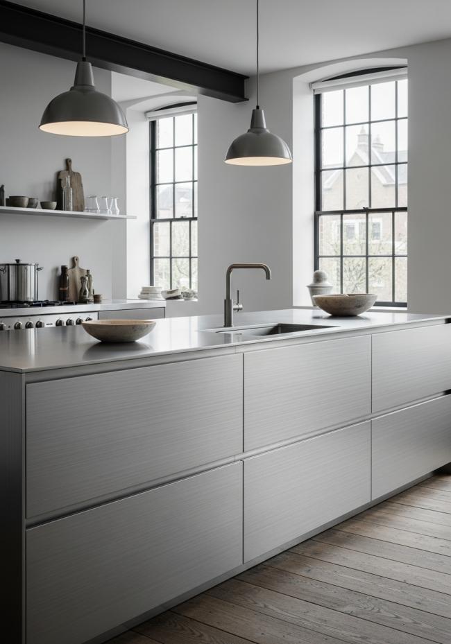 modern kitchen cabinet showing full module layout and storage planning