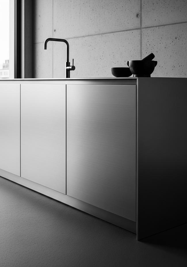 detail view of 304 stainless steel joinery, finish transitions, and edge quality