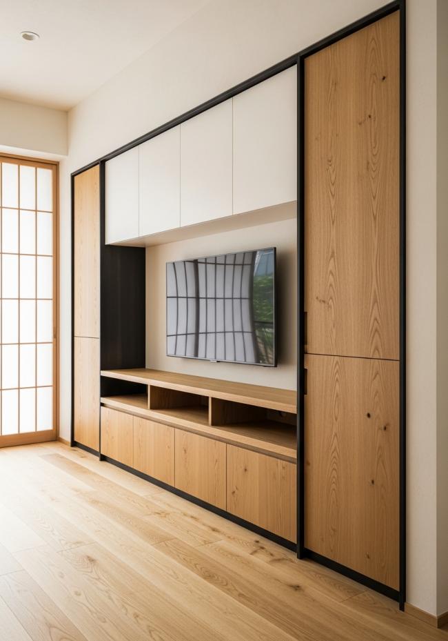 tv cabinet showing full module layout and storage planning