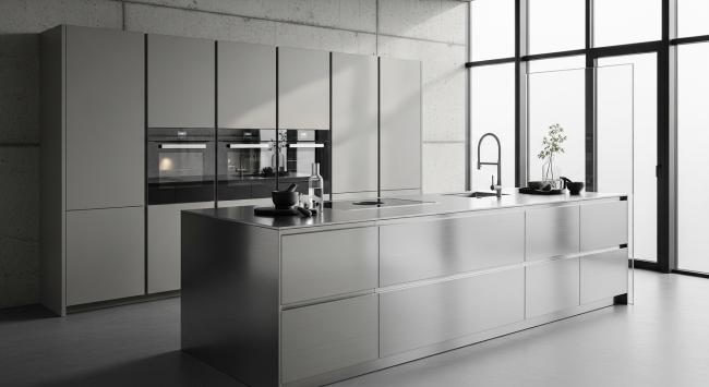 modern kitchen cabinet installed for high-end residential, loft conversions, architect-designed homes, gallery-adjacent living spaces with coordinated material palette