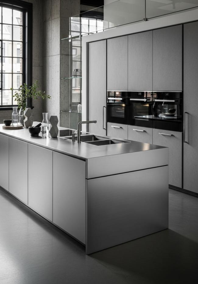modern kitchen cabinet showing full module layout and storage planning