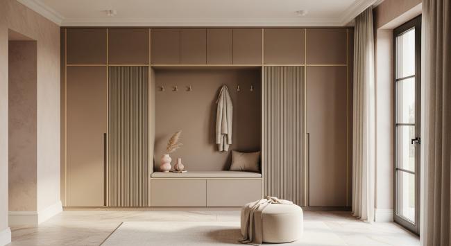 shoe storage cabinet installed for primary residence entryways, walk-in closet transitions, dressing room corridors, boutique hospitality spaces with coordinated material palette