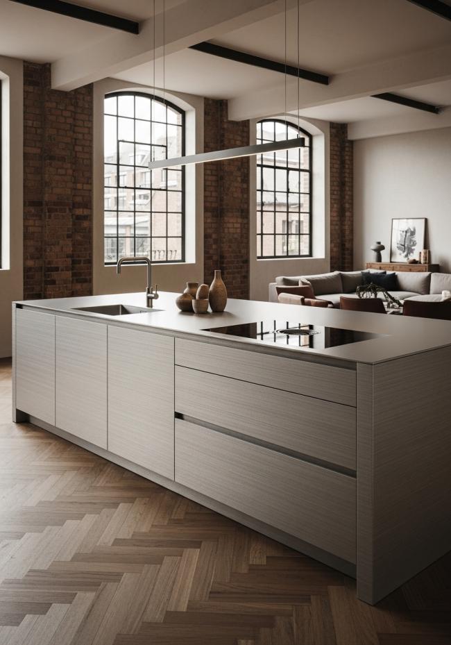 modern kitchen cabinet showing full module layout and storage planning