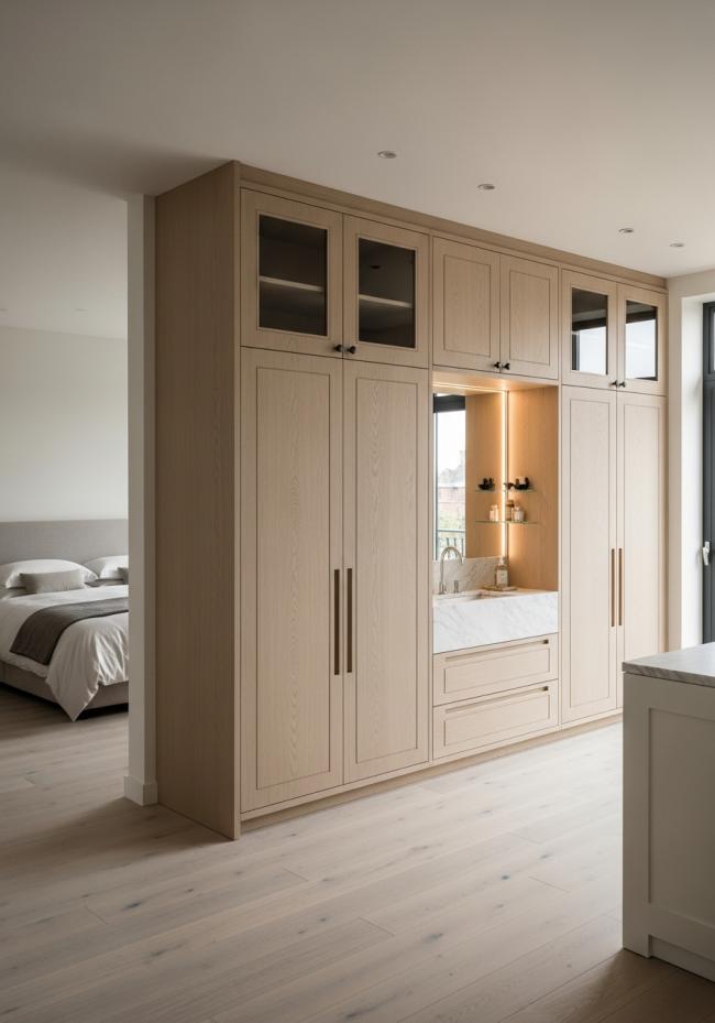 bedroom wardrobe showing full module layout and storage planning