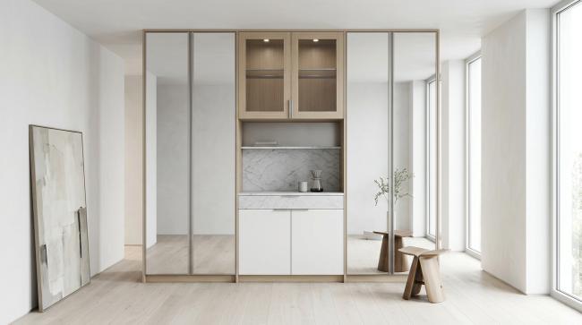 bedroom wardrobe installed for primary bedroom walk-in wardrobes, dressing rooms, luxury residential closet systems, architect-specified storage installations with coordinated material palette