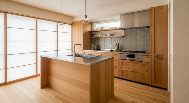 modern kitchen cabinet installed for primary kitchen cabinetry for residential spaces seeking calm, natural warmth; ideal for east or southeast-facing kitchens with morning light; suited to open-plan living where kitchen merges with dining and contemplative spaces with coordinated material palette