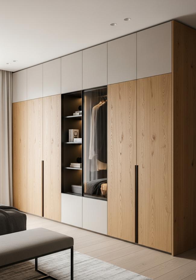 bedroom wardrobe showing full module layout and storage planning
