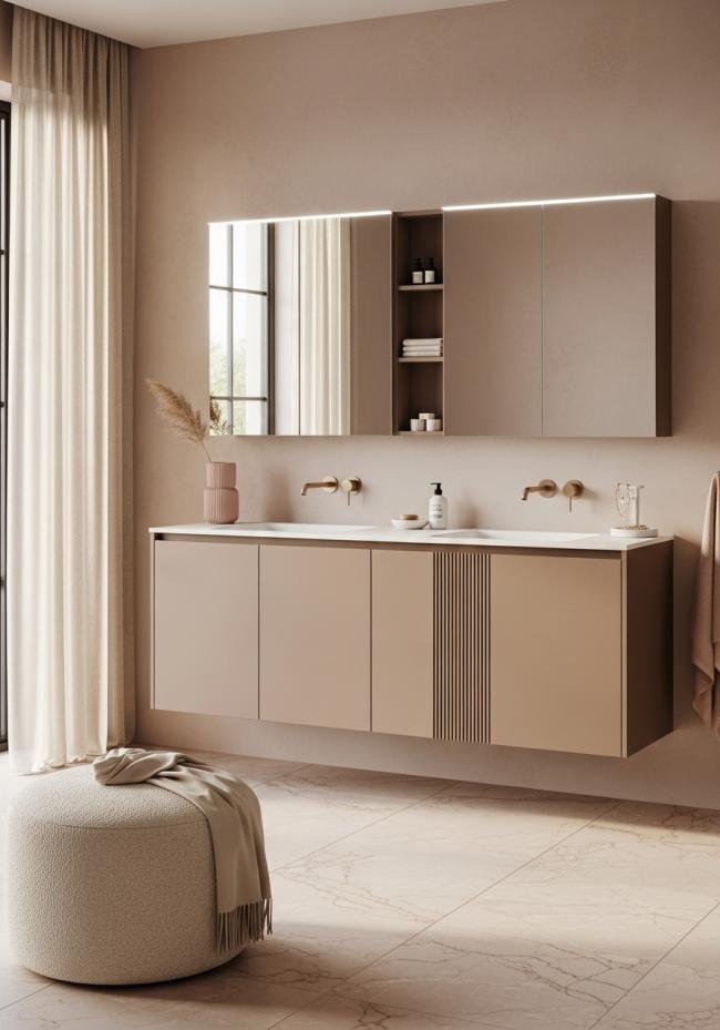 bathroom vanity cabinet showing full module layout and storage planning