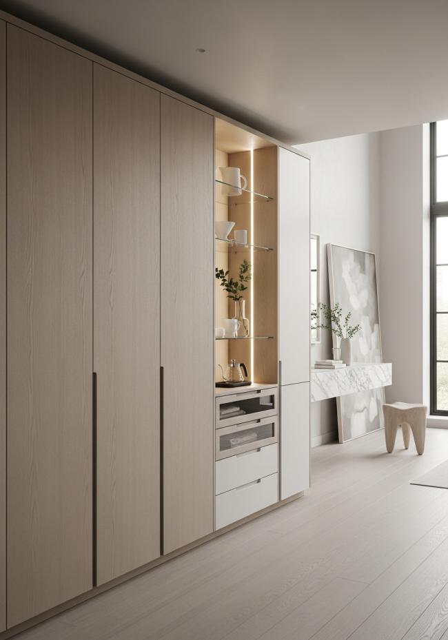 bedroom wardrobe showing full module layout and storage planning