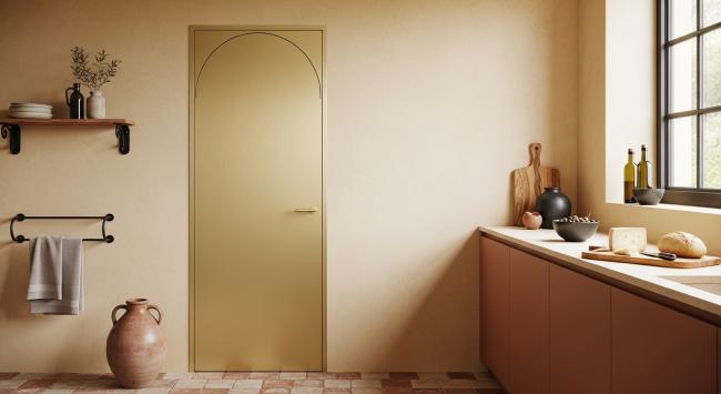 interior door installed for primary interior entry door for luxury residences, connecting living spaces to courtyards or gardens; suitable for villas, penthouses, and architect-designed homes seeking warm material expression with coordinated material palette