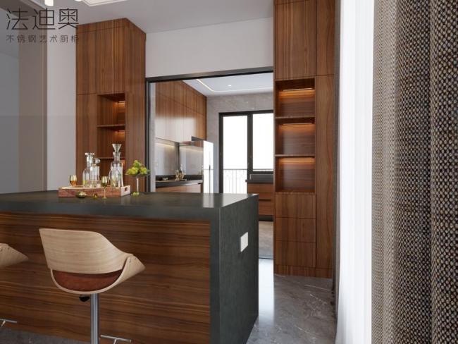 Luxurious, Refined, And Resilient Light Brown Wood Grain Stainless Steel Cabinetry - interior organization