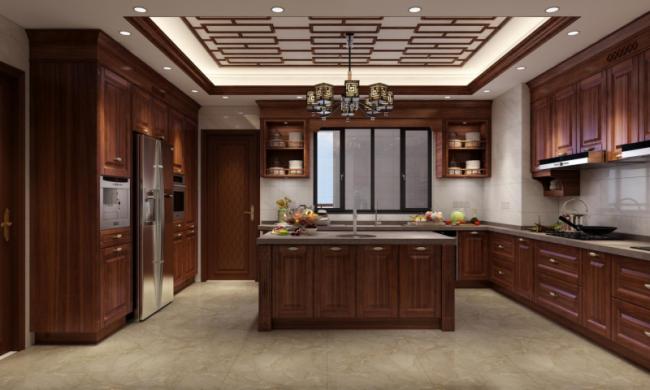 High End Stainless Steel Kitchen Cabinetry With New Chinese Style And Vintage Design - Wood Grain with kitchen cabinet overview