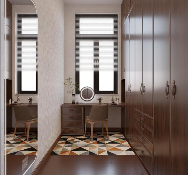 Modern Elegant Stainless Steel Walk In Closet Wood Effect Powder Coating - Wood Grain with wardrobe overview