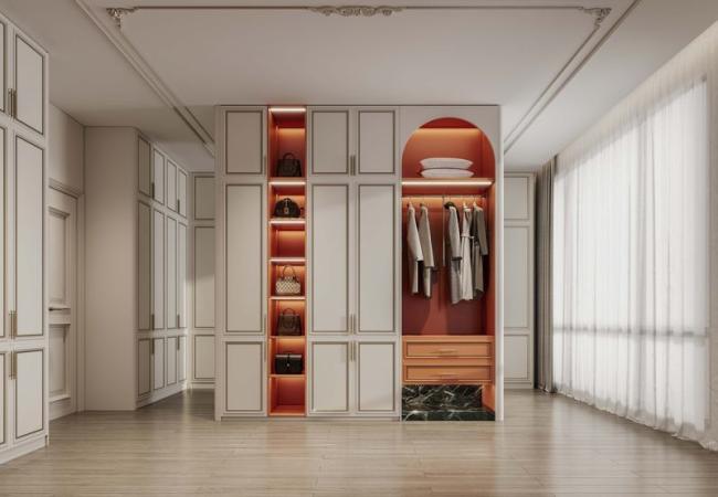 Luxurious Spacious Custom Walk In Closet Stainless Steel French Style Walk In Closet - wardrobe overview
