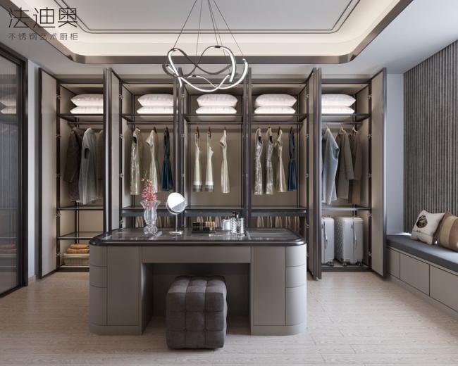 Customizable Sleek Contemporary Walk In Closet Metal Open Style Closet - wardrobe overview