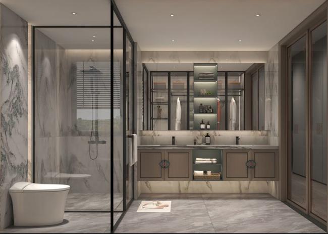 Stainless Steel Chinese Style Bathroom Vanity Cabinet With Exquisite Floral Handles - bathroom vanity overview