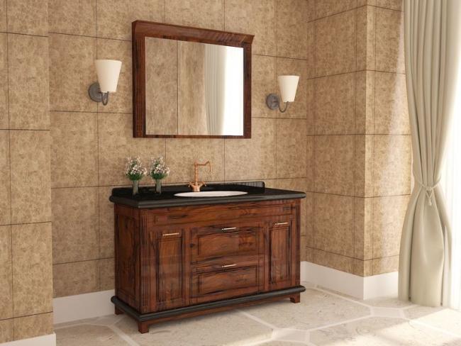 Customizable Euro Style Bathroom Vanity Cabinets With Gold Handles And Faucet - bathroom vanity overview