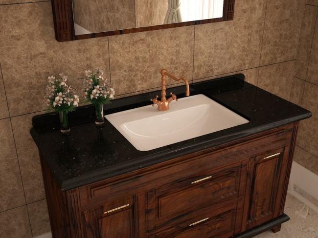 Customizable Euro Style Bathroom Vanity Cabinets With Gold Handles And Faucet - interior organization