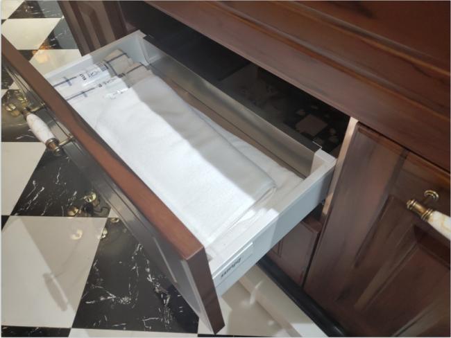 Customizable Euro Style Bathroom Vanity Cabinets With Gold Handles And Faucet - European Style with room context